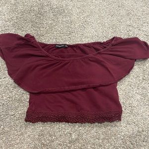 Bershka off the shoulder top. Maroon
